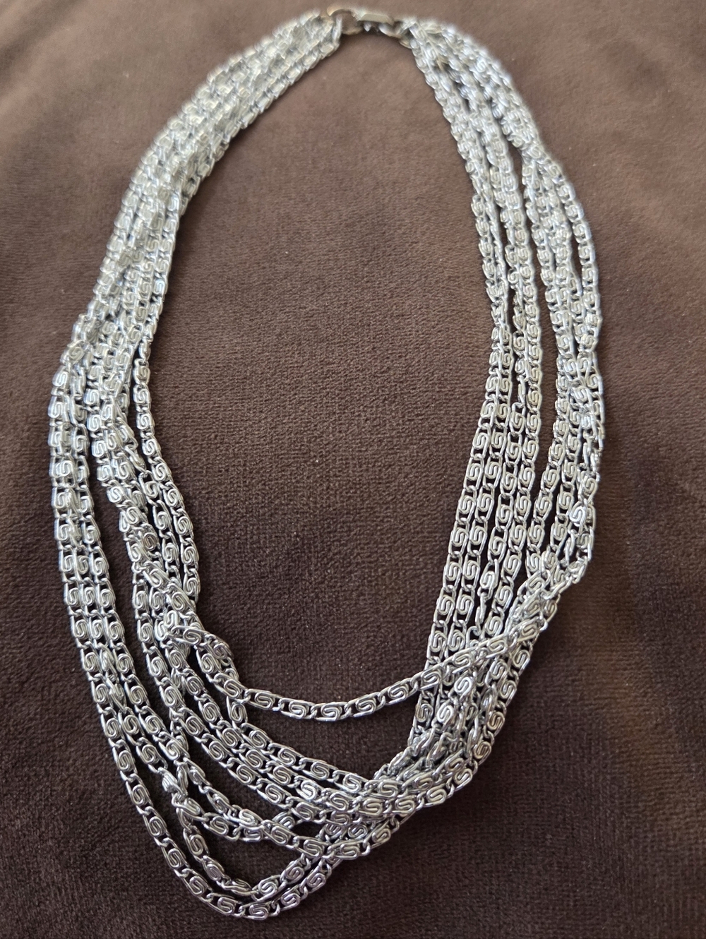 Vintage Sarah Coventry Multi-Strand Choker -  Silver Snail Chain Design